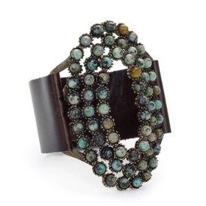 NWOT Large Open Oval Leather Bracelet by Rebel Designs Jewelry NYC